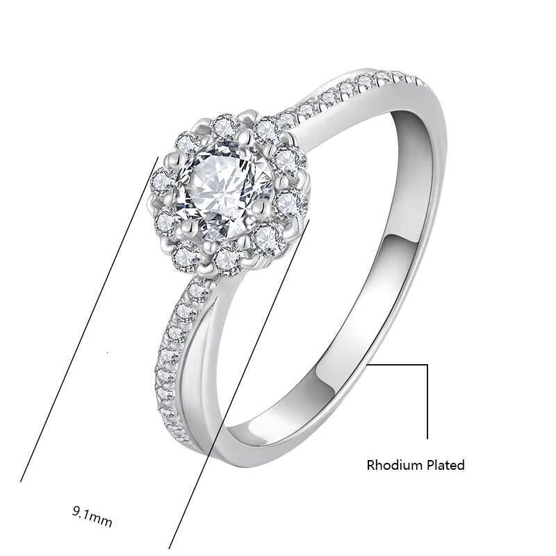 Hot Fashion S925 Sterling Silver Couple Diamond Ring Shining Custom Moissanite Zirconia for Sending Love Your Girlfriend