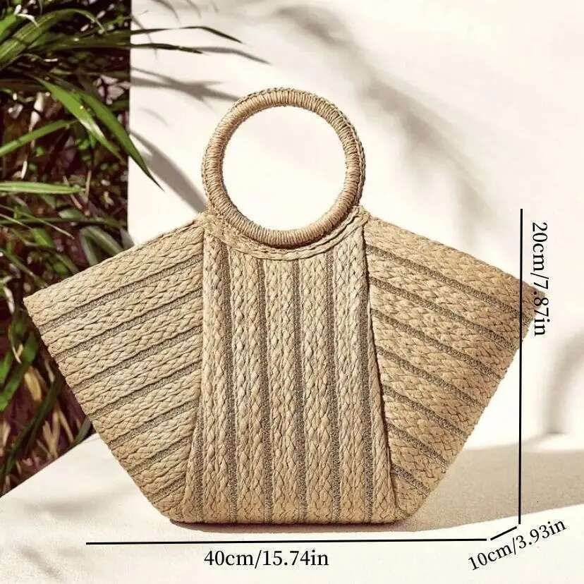 Women's Fashion Casual Straw Tote Bag, Beach Bag Summer, Large Capacity - Chic Tassels Satchel Handbag For Everyday Use