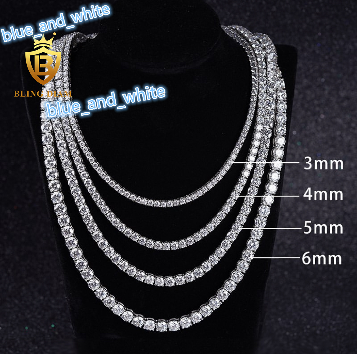 Cheapest Price Pass Diamond Tester 925 Sterling Silver 2mm-6.5mm Moissanite Diamond Hip hop Tennis Chain Necklace for Men Women