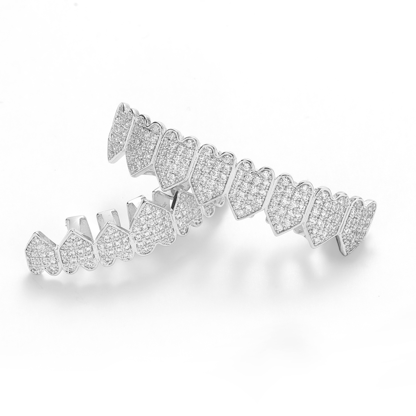 Instagram Hip Hop Personalized Love Teeth Set Alternative Teeth Set Punk Funny Decoration Heart shaped Gold Teeth Hip Hop Teeth Set moissanite