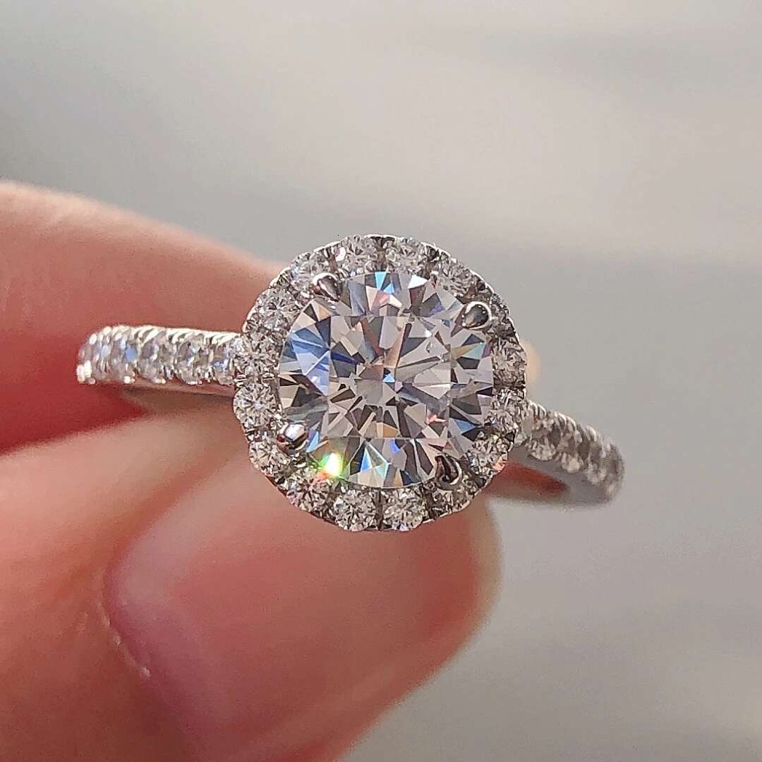 0.511.5Ctw Round Cut VVS1 D Color Moissanite Diamond Wedding Ring for Women Dossy Jewelry 14K AU585 Female Ring R192