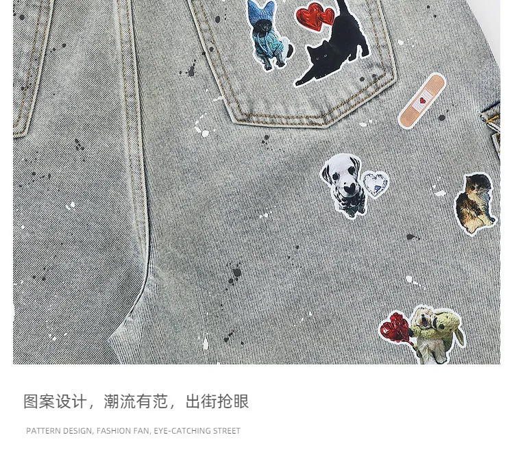 Mens Loose Fit Vibe Style Hip Hop Short Jeans High Streetwear Painted Cargo Denim Shorts With Multi Pockets Printed Jeans 250530