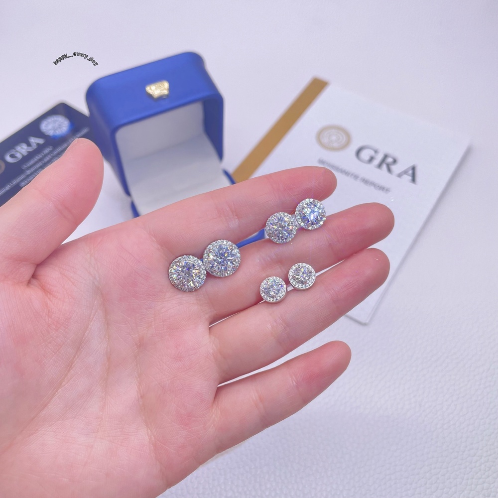 Fashion Jewelry 925 Sterling Silver Earring 5mm 6.5mm 8mm VVS Moissanite Diamond Hip Hop Earrings Stud