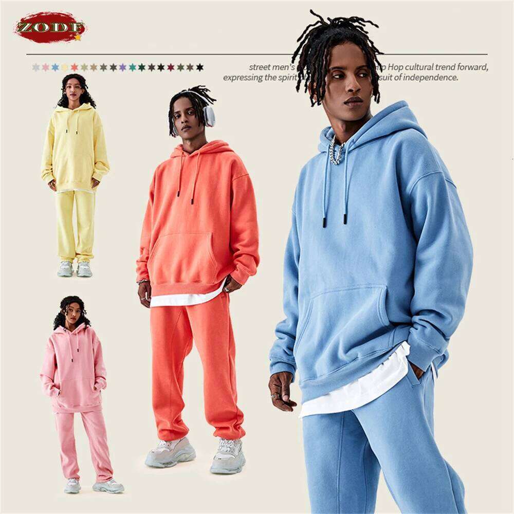 2025 ZODF Casual Winter Men 350Gsm Fleece Hoodies Unisex Women Loose Warm Solid Hooded Sweatshirts Pullovers 18 Colors Hy0728 Designer