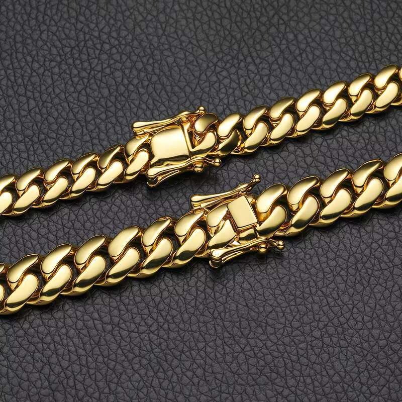 Cadena Cubana Para Hombres Hiphop Jewelry 8/10/12/14mm Gold Plated Heavy Solid Miami Cuban Link Chain Necklace