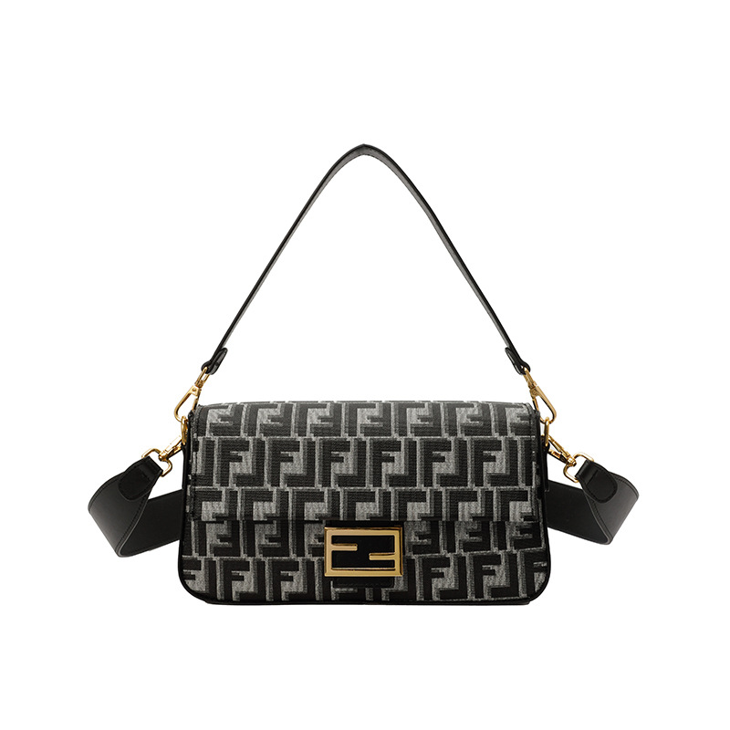 hot sale fashion women's bag 2025 new style letter printed versatile Crossbody bag casual outdoor single shoulder square bag coffee black
