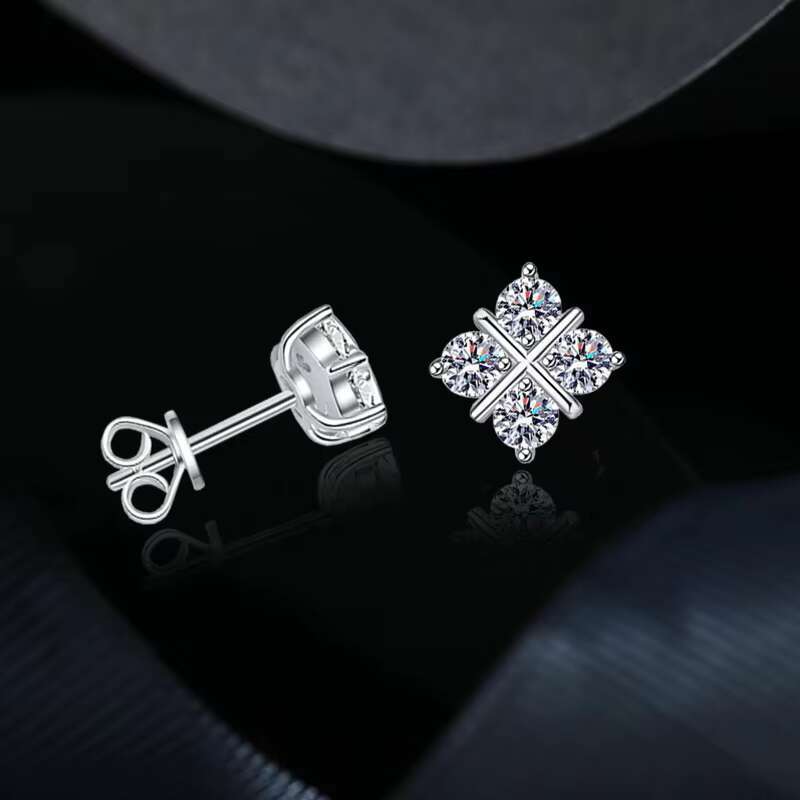 Stylish round Silver Design Moissanite Stud Earrings Romantic Sparkle Gifting Idea