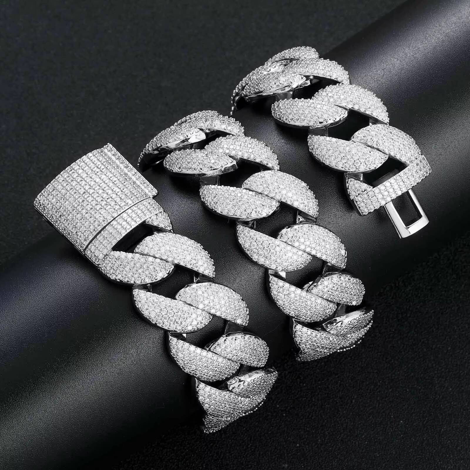 Hip-hop 22mm Wide Bubble 5 Row Drill Cuban Necklace Fashion Jewelry Punk Women Man Rapper Chain
