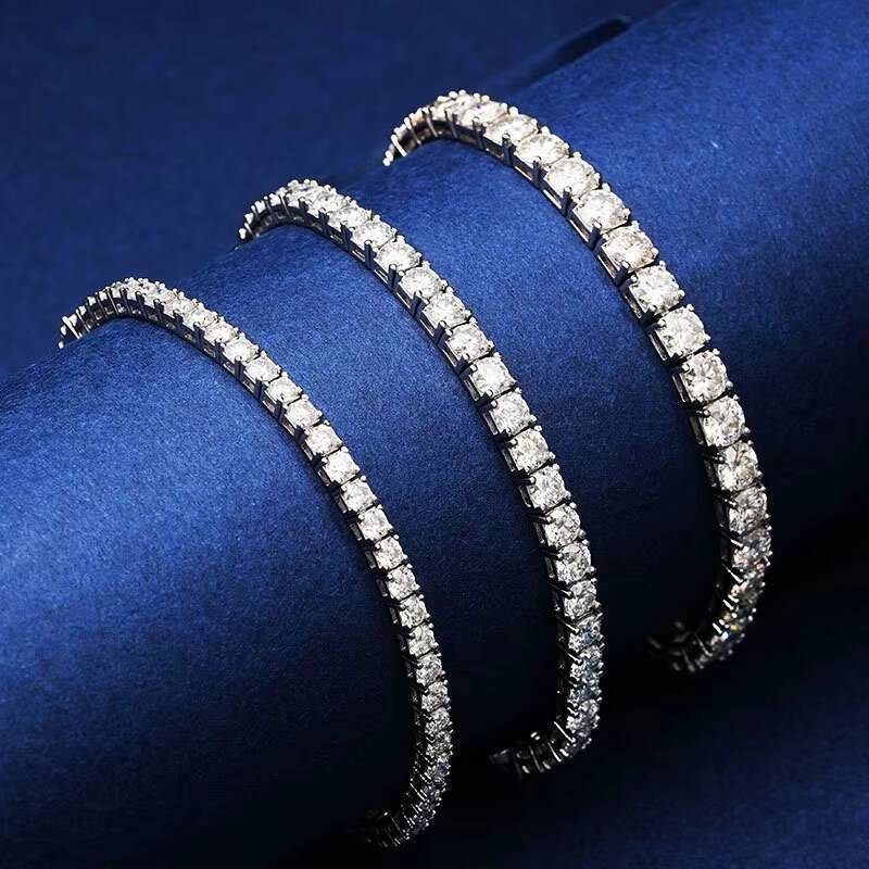 Sterling Sier 3-5mm Moissanite Tennis Bracelets Rhodium Plated Jewelry for Women