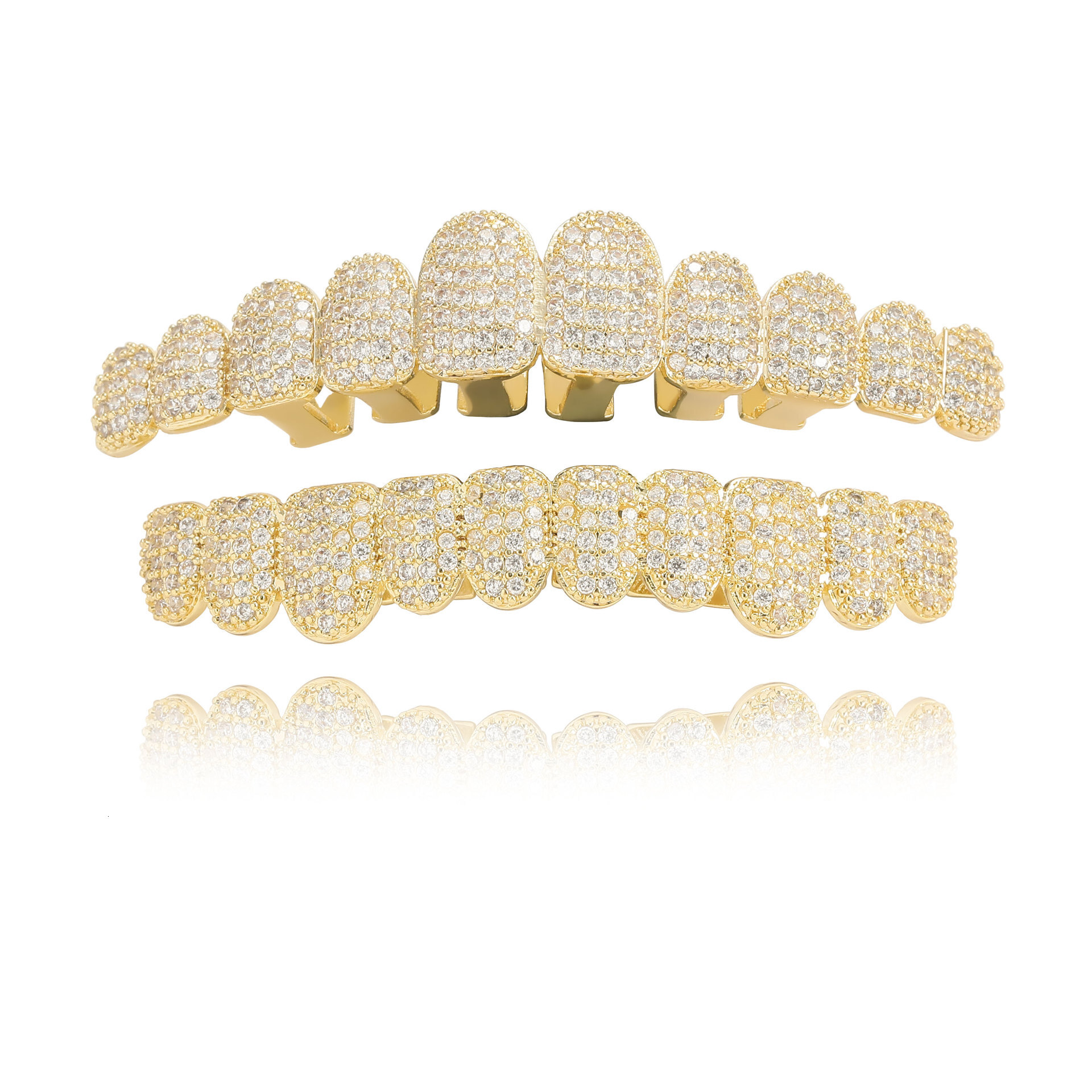 10 Teeth Full Diamond Irregular Gold Teeth Set HIPHOP Men Super Flash Hip-Hop Teeth Accessories Halloween moissanite