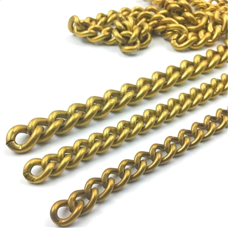 1 Meter Solid Brass Curb Link Chain Wallet Chain Men Belt Pants Keychain Necklace Bag Strap Parts Jewelry Making Accessories 250530