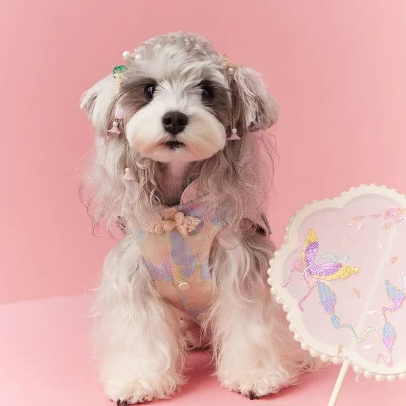 T00363 new female dog clothes new Chinese style sleeveless cheongsam skirt Teddy Schnauzer Bichon pet vest thin
