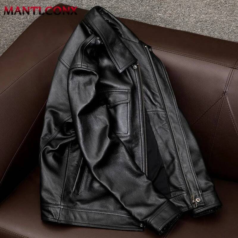 Vintage Motorcycle Men's Casual Windbreaker Pu Leather Coat Male Fishing Camping Outdoor Jacket Plus Size Xl-3Xl