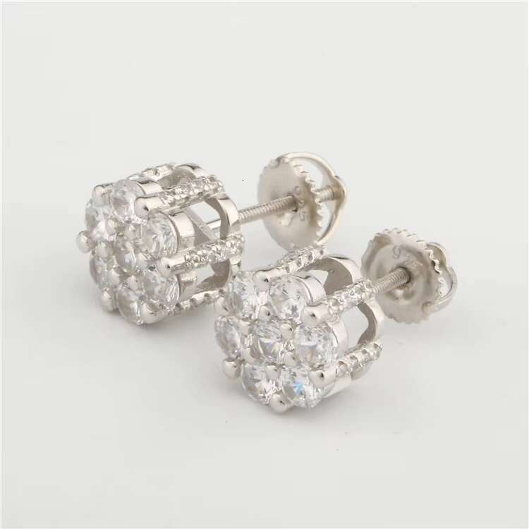 New Arrival 925 Sterling Silver Moissanite Diamond Stud Earrings Hip Hop Jewelry Trendy New Style Vvs1 Moissanite Earrings