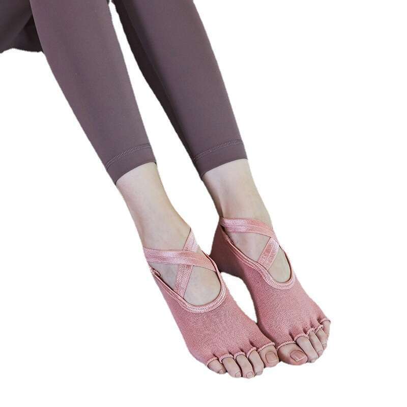 Professional Yoga Socks Five-Toe Cross Strap Summer Non-Slip Warm Combed Cotton Pilates Indoor Use designer bag