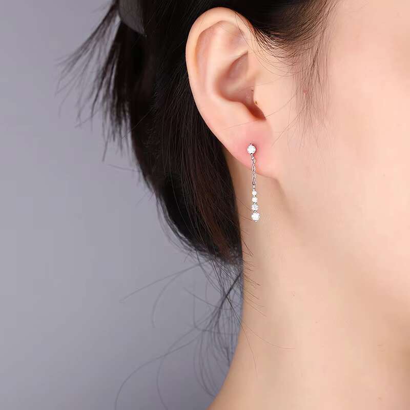 Wholesale Moissanite Jewelry 0.7carat Vvs1 GRA Certificate Long Tassel 925 Earrings Silver Jewelry for Women Korean Earrings