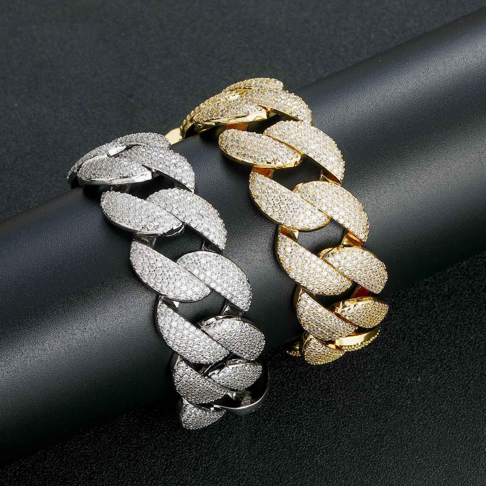 Hip Hop Bracelet 22mm Wide Bubble Cuban Chain 5 Row Diamond Personality Bold Trendy Moissanite Mens Bracelet moissanite