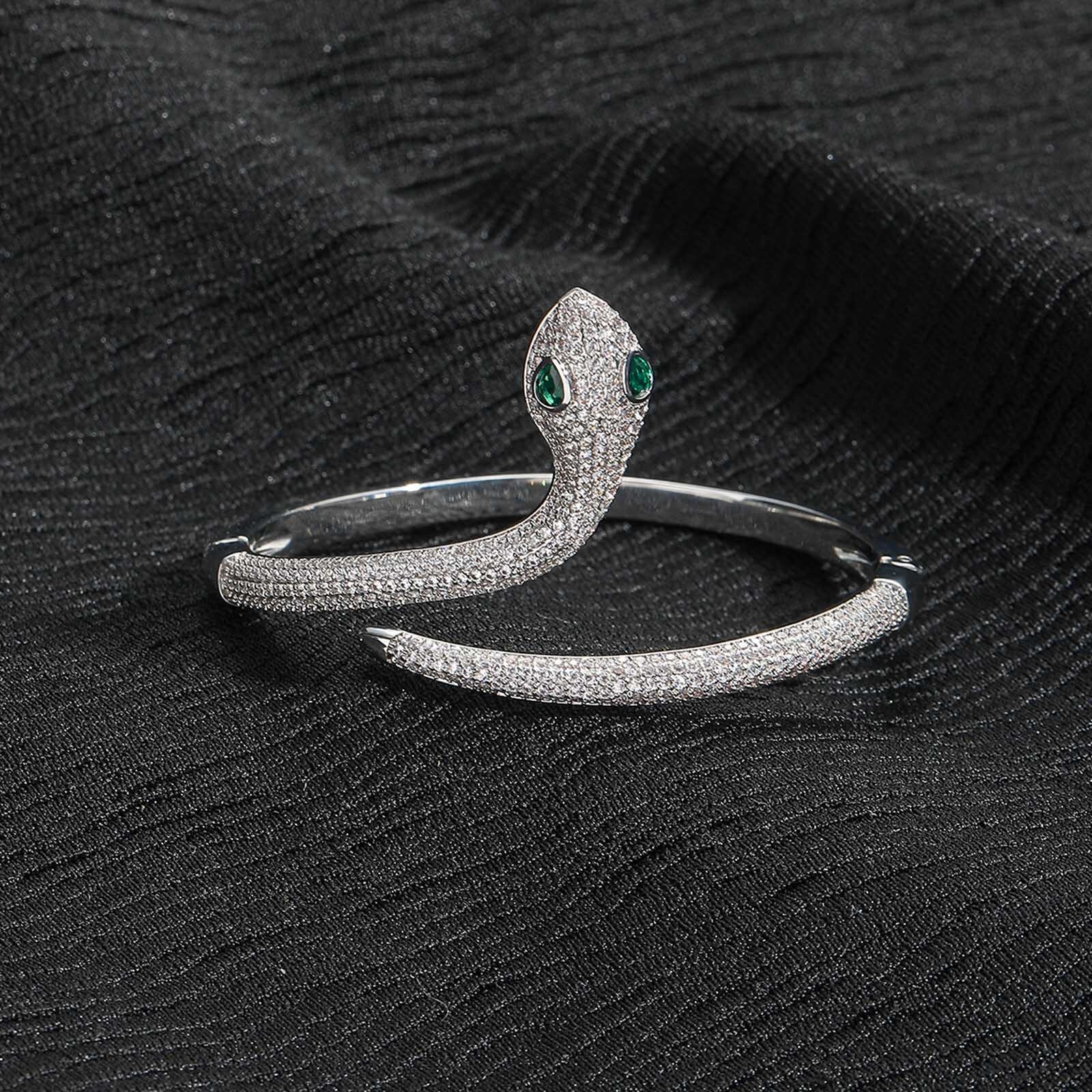 Ins New Snake-Shaped Bracelet Hip-Hop Micro-Paved Moissanite Niche Womens Design High-End Bracelet Trendy Brand Accessory moissanite