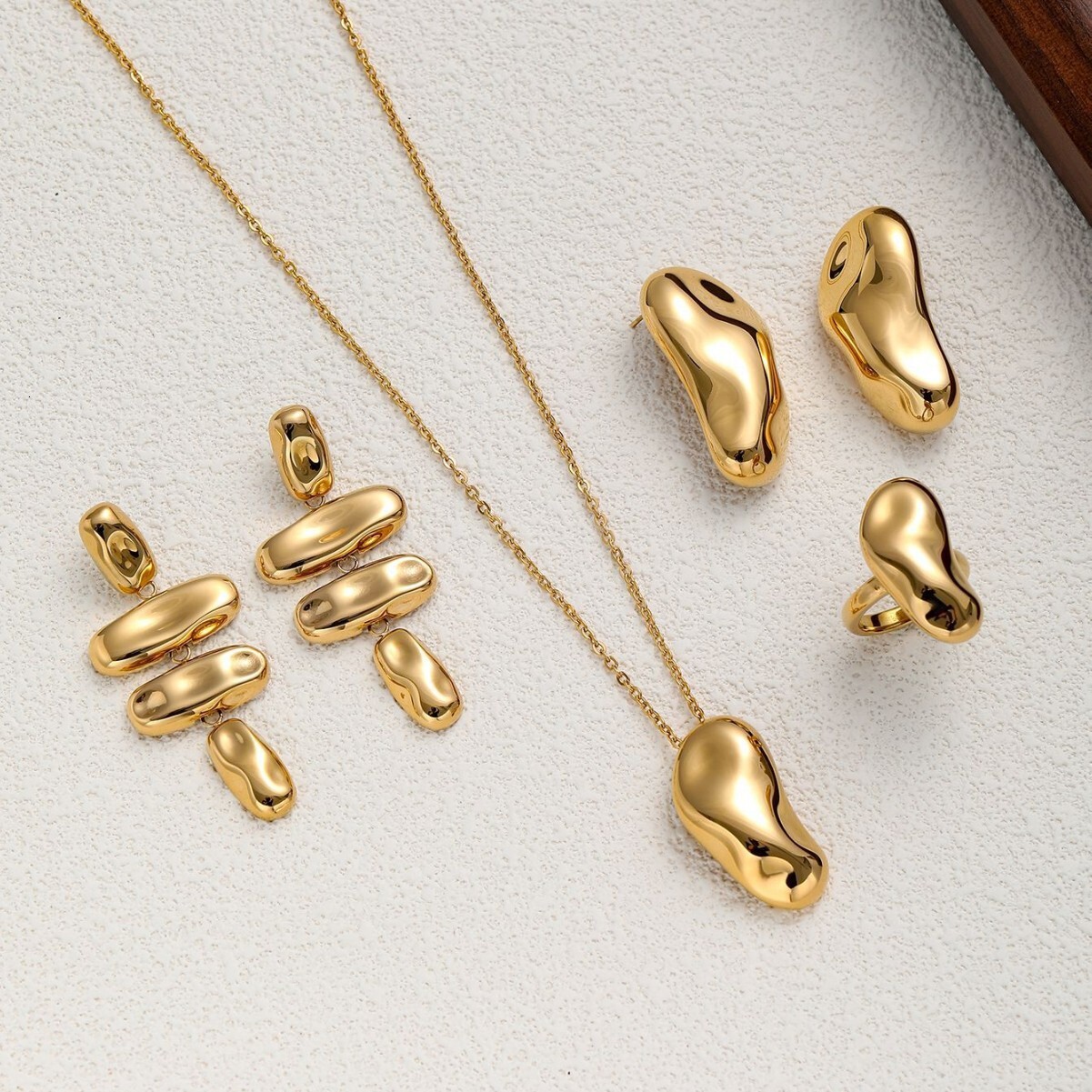 Titanium Jewelry Peanut Earrings Non-Fading Summer Stainless Steel Necklace Set