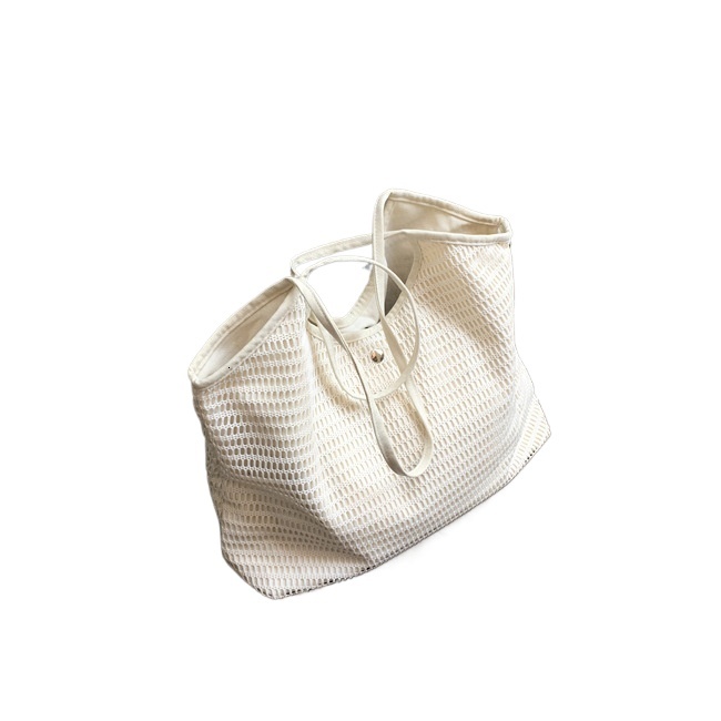 designer Korean Style INS Canvas Beach Bag for Women Fresh Large Capacity Fishnet Tote Bag Handheld Shoulder Shopping Bag
