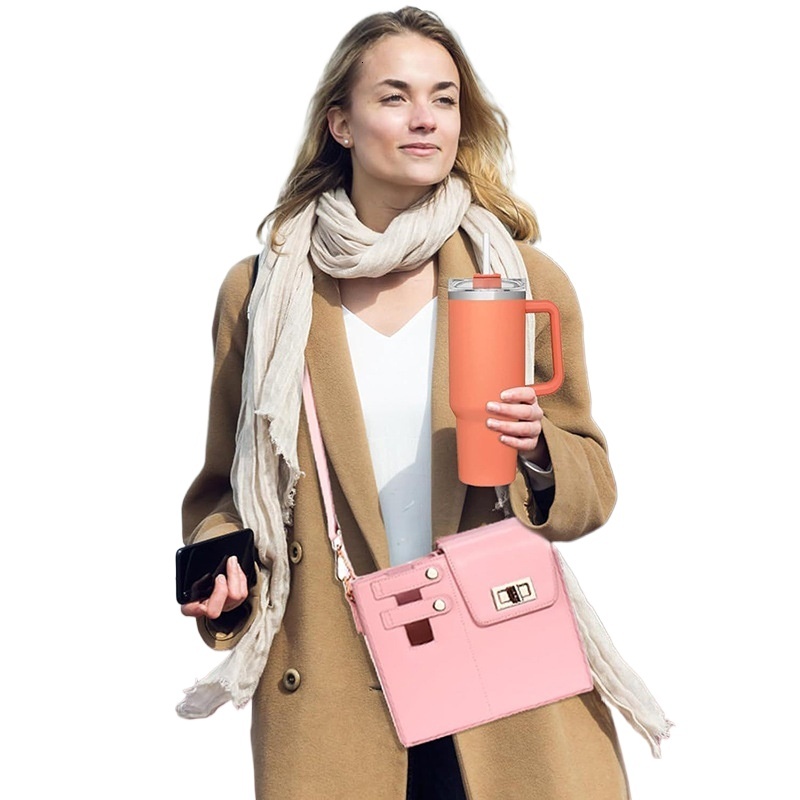 designer Cross-Border Hot-Selling Outdoor Portable Drink Bottle Water Cup Bag 2025 New Original Design Pink Commuter Crossbody Bag