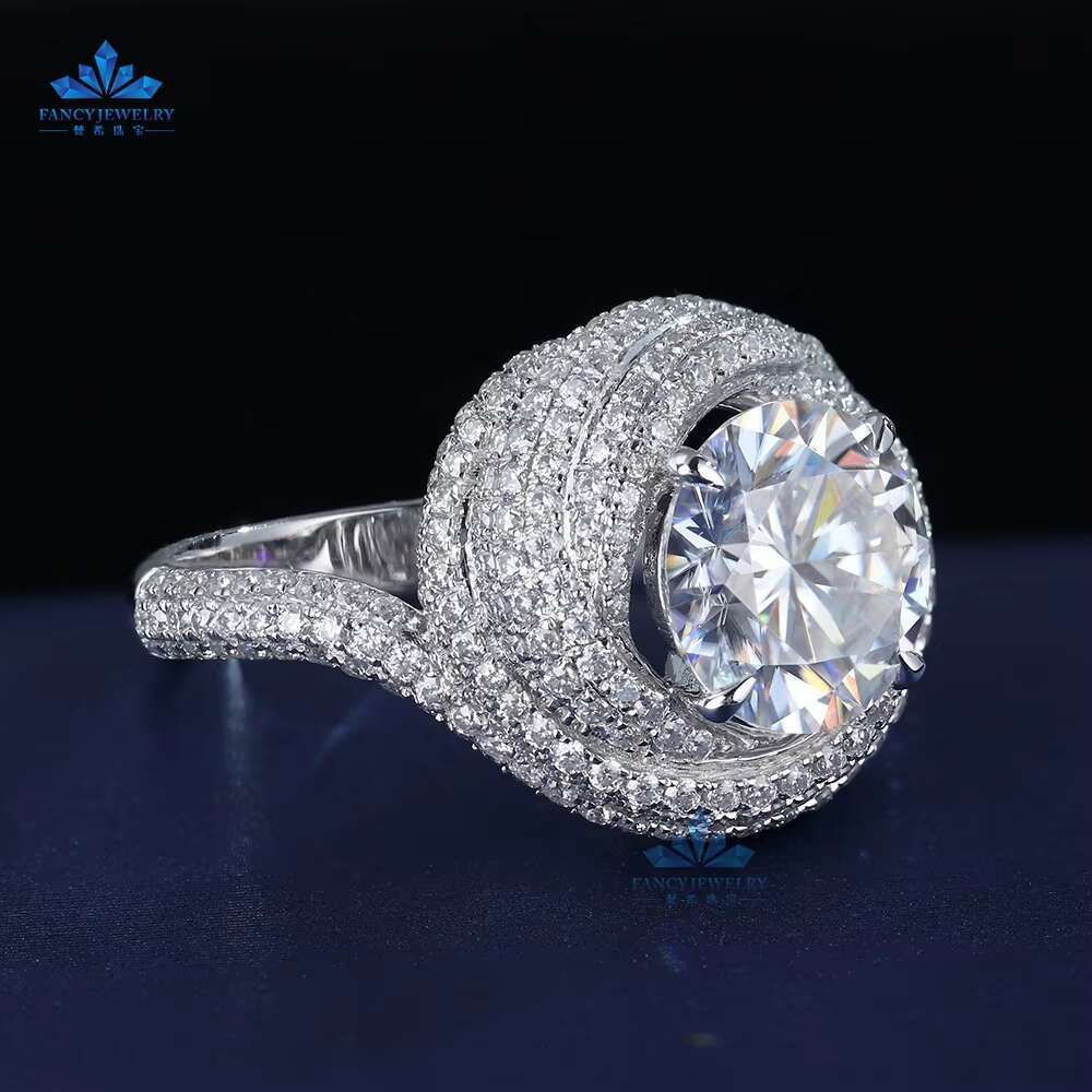 Wuzhou Fancy Jewelry Solid Gold Ring Women Diamond Ring Real Lab Moissanite Diamond 18k Gold Ring