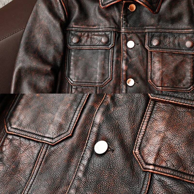 COPERSIAN Vintage Men Jackets Cowhide Motorcycle Genuine Motor Biker Clothing Distressed Leather Coat Air Force