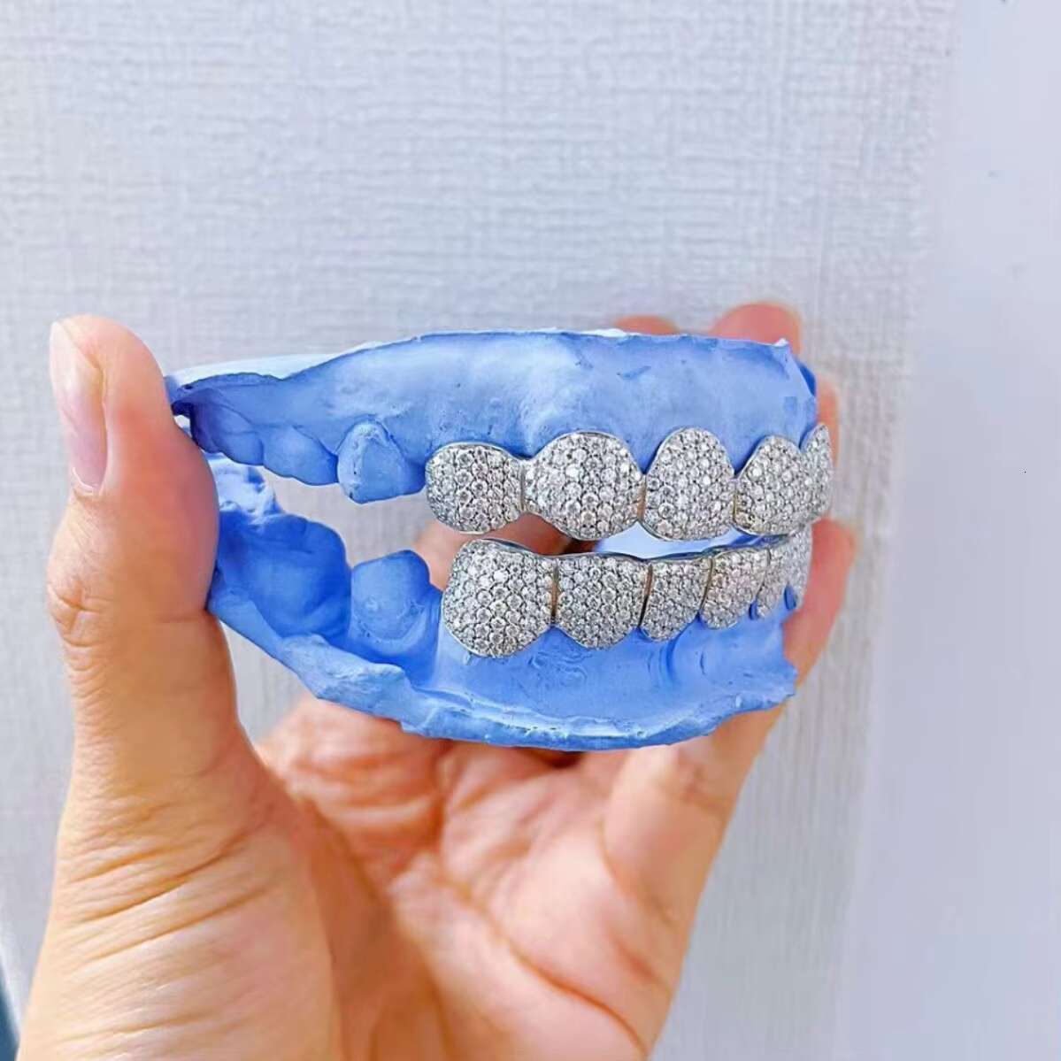 Custom Hip Hop S925 Silver Moissanite Teeth Grillz 6 Top 6 Bottom Iced out VVS Diamond Jewelry