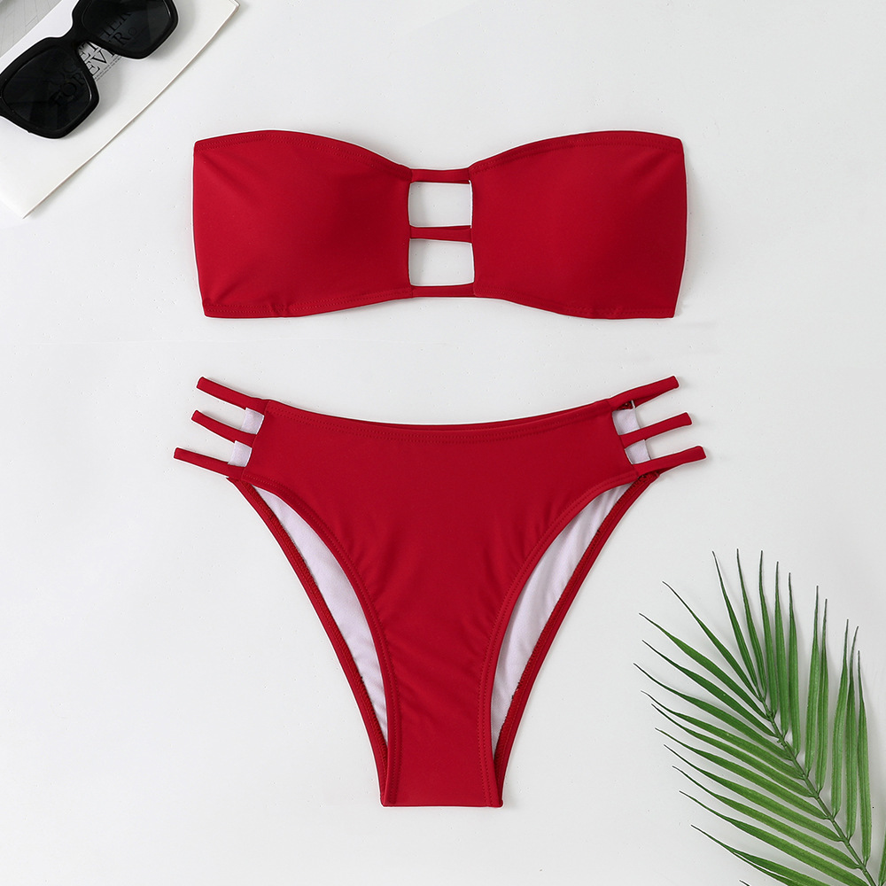 Outdoor Summer Beach Sexy Womenfree Shipping 2025 New Designer Shoes 2025 New Strapless Hollow Sexy Triangle Swimsuit Women's Beach Bikini