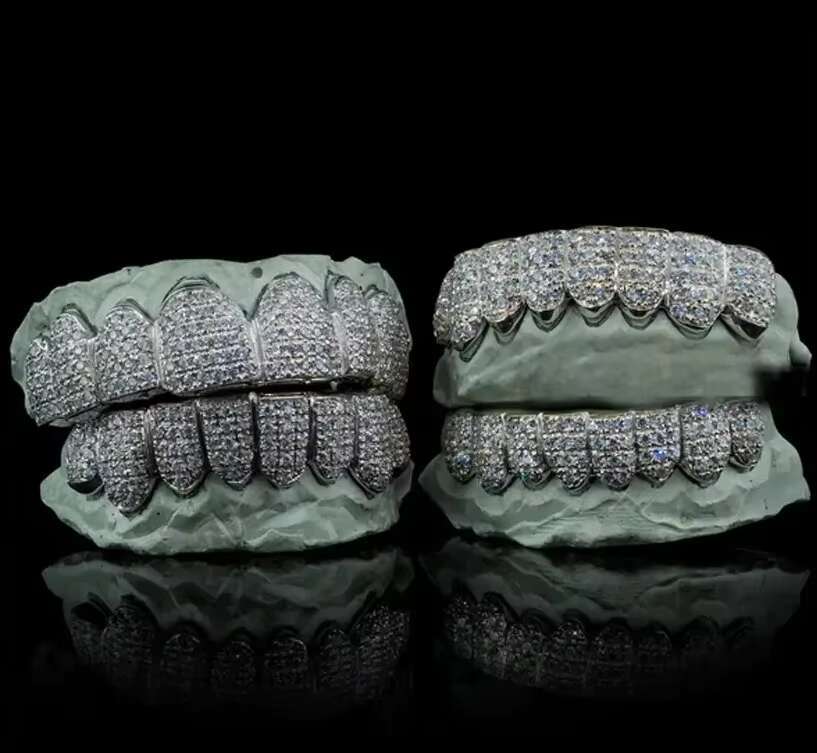 Wholesale 14kt White Gold Natural Diamond Grillz Stylish Trending Latest Collection Fine Jewelry with Enhanced Vvs Clarity