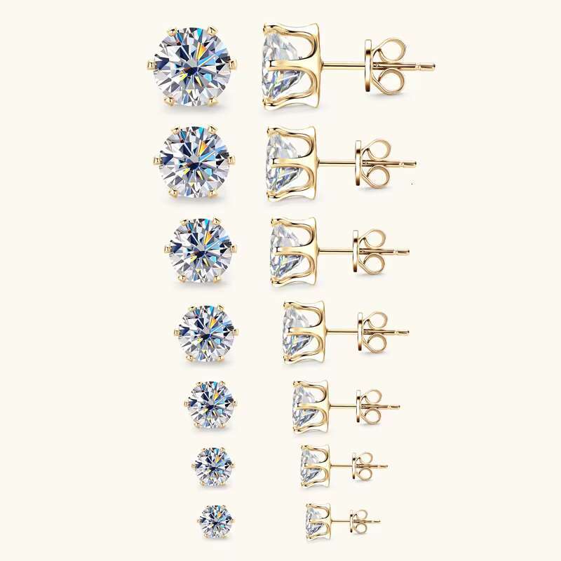 925 Sterling Silver Moissanite Earrings 0.1ct-3.0ct Womens Moissanite Diamond Fashion Stud Earrings for Women