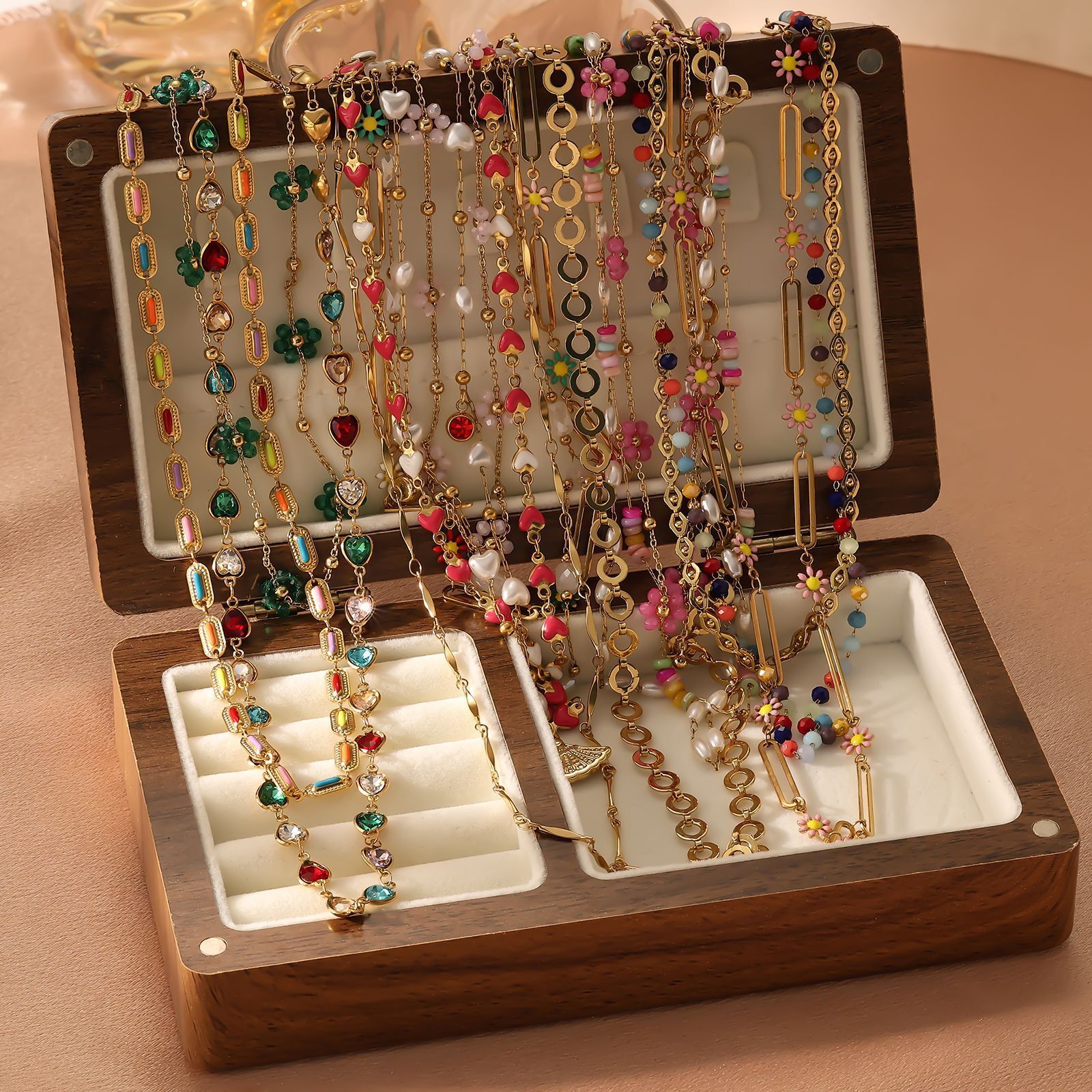 Imitation Tourmaline Bracelet with Water Red Agate, Pearl and Other Accessories Necklace