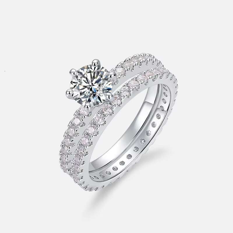 KACY Jewelry Moissanite Wedding Ring Set Moissanite Diamond Engagement Ring for Couple Sterling 925 Silver Ring