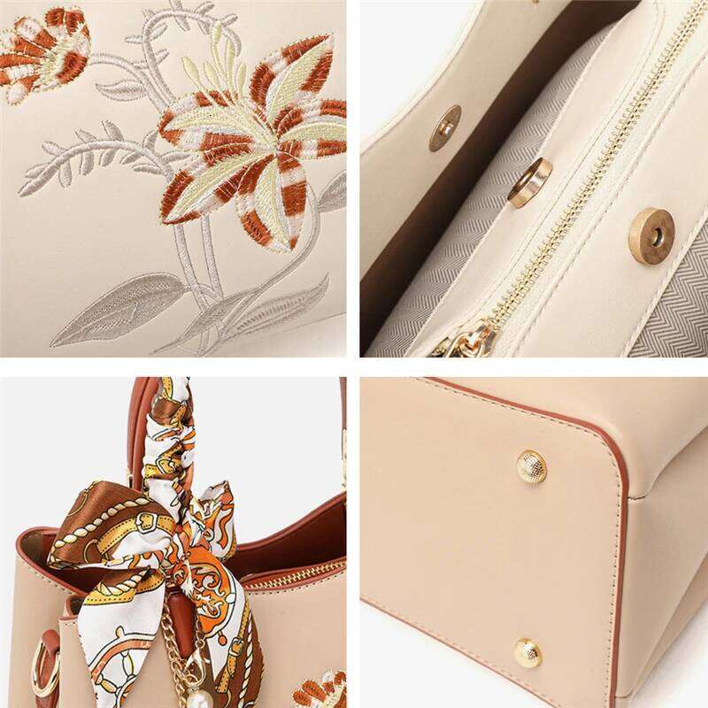 Free Shopping Toptrends Chinese Style Embroidery Commuter Handbags For Women 2025 Designer Large Capacity Totes Female Shoulder Bags