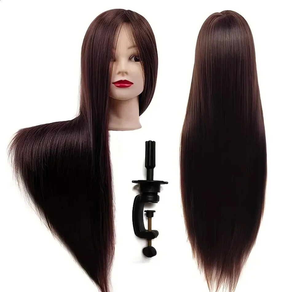 Professional Cosmetology Training Mannequin Head With Synthetic Fibre Hair For Styling And Braiding Beauty Doll Head With Stand 250529