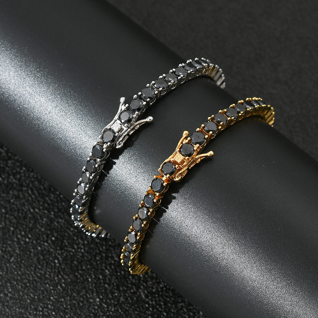 Necklace Hip Hop Gun Black Tennis Chain Black Moissanite 4mm Single Row Moissanite Bracelet Tennis Chain moissanite
