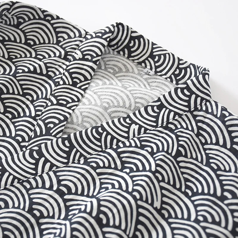 Cotton Gauze Bathrobe Men Plus Size Kimono Nightgown Spring Summer Thin Yukata Cardigan Plaid Long Sleeve Sleepwear Homewear 250526