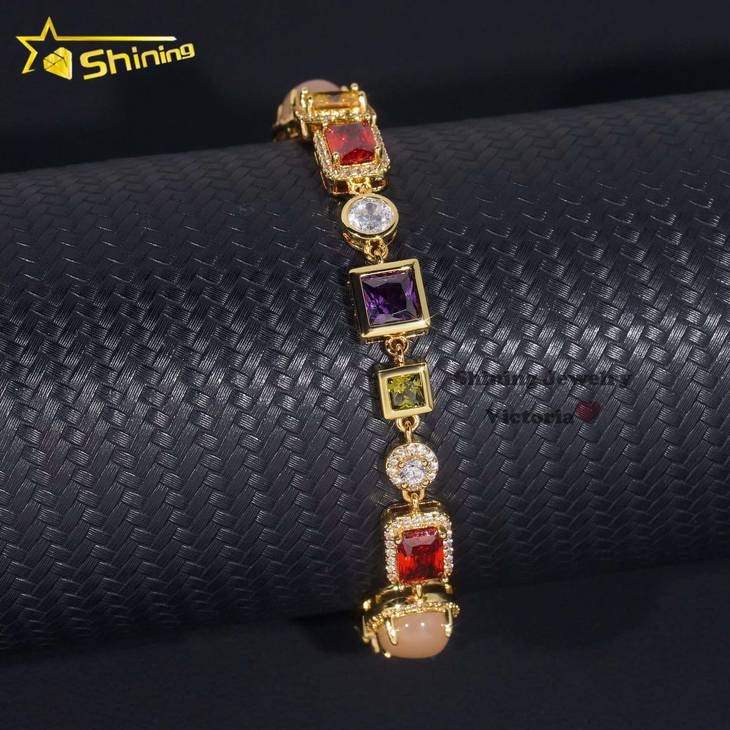 New Arrival Fashion Jewelry Men Stree Fashion Icd Out 5A Cz Multi Color Gemstone Hip Hop Mutif Necklace