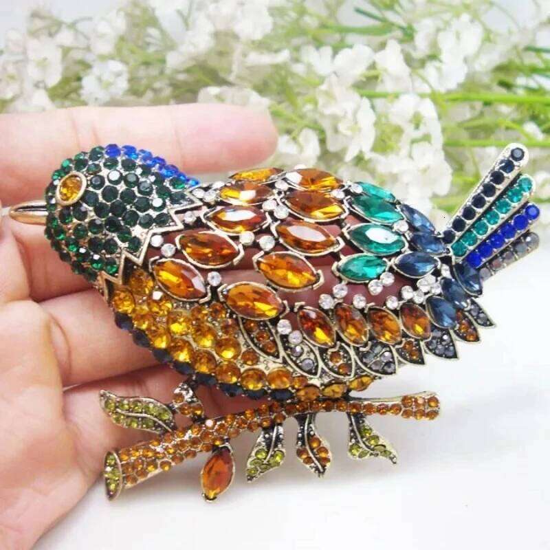 Creative New Women Girls Crystal Bird Brooch Badges Fashion Classic Rhinestone Party Pin Accessories For Ladies's Coat
