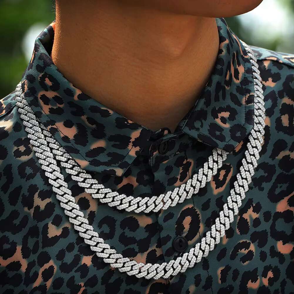 Wholesale Custom 925 Silver 15mm Certificate Moissanite Diamond Original Cuban Link Chain Necklace Fine Jewelry