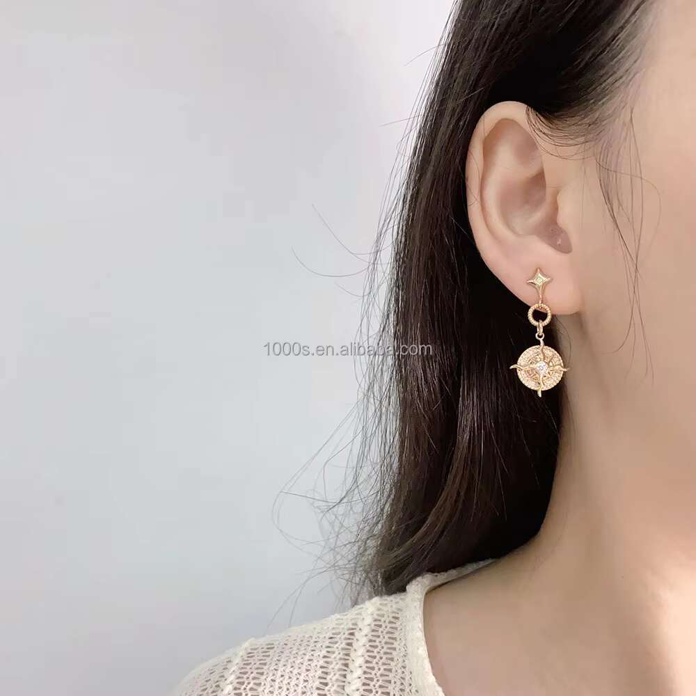 New Arrival 14K Real Yellow Gold Moissanite Drop Stud Earrings Fine Jewelry for Women