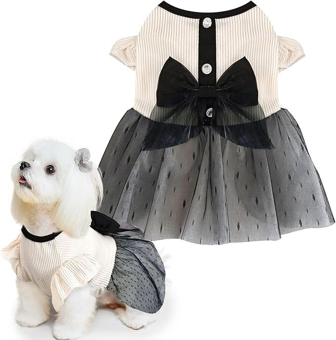 Dog Dress, Pet Dog Princess Bowknot Dress, Luxury Lace Dogs Dresses for Small Cats Girl Spring Summer Puppy Clothes, Small Medium Dog Party, Birthday 