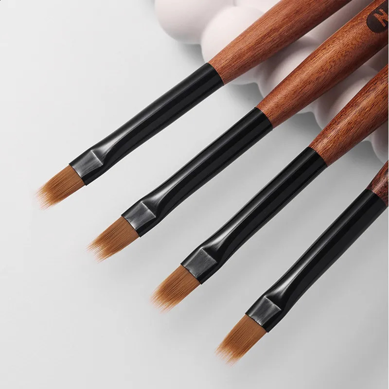 1Pc Round Wood Handle Nail Ombre Brush Nail Art Painting Pen Brush UV Gel Polish Gradient Color Acrylic Nail Drawing Pen 250528
