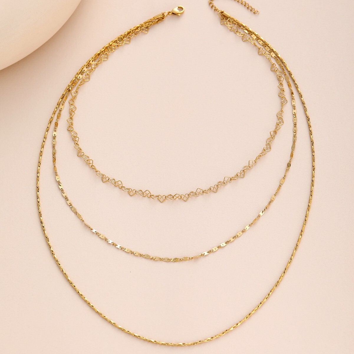 Style Stainless Steel Necklace Non-Fading Women Layered Three-Layer Plain Summer New Clavicle Chain Jewelry