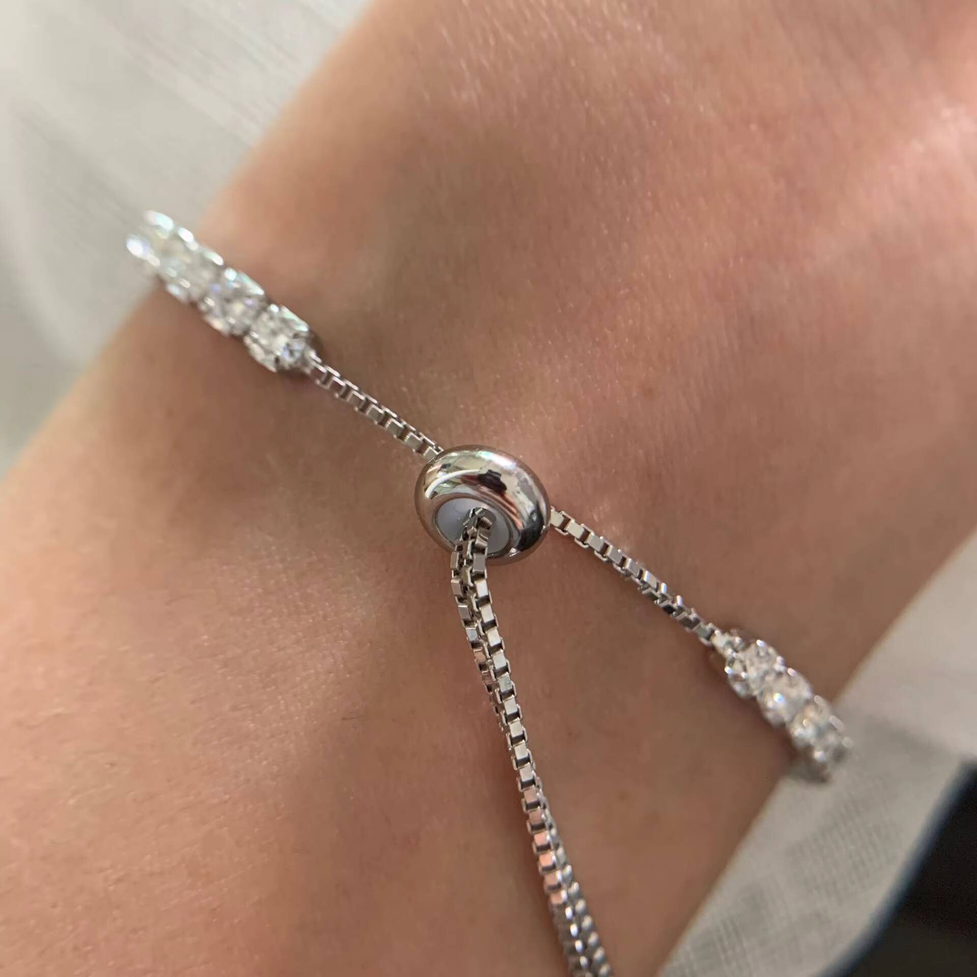 Iced Out Moissanite Tennis Sier Chain Bracelet & Bangle Women's Jewelry