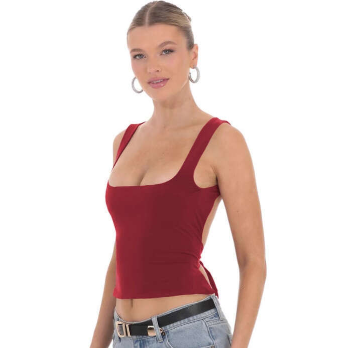 2025 Backless Tie Strap Camisole Y2K U-Neck Sexy Base Shirt Sleeveless Women's Tight-Fitting Top1