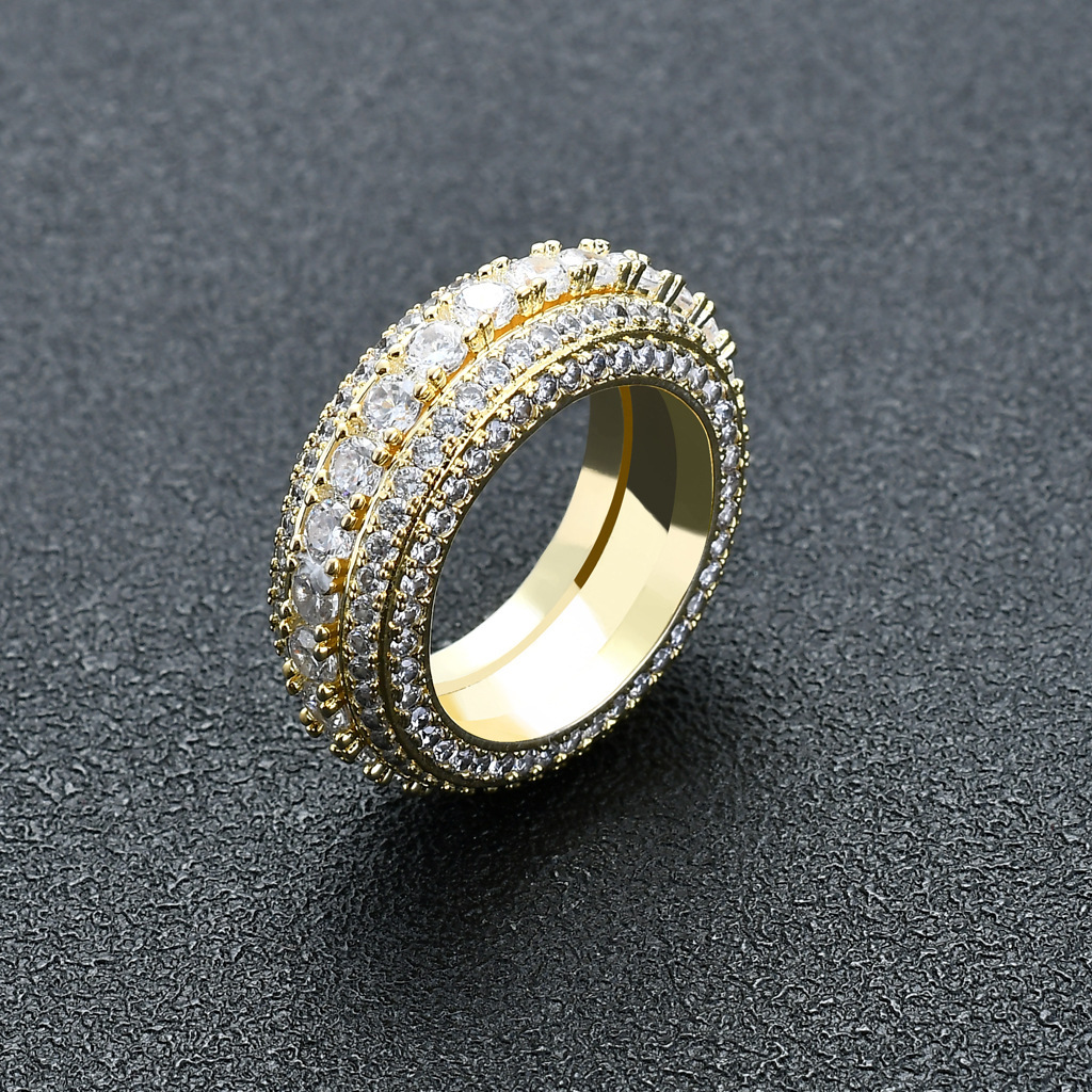 Five rows of Moissanite rotatable ring moissanite
