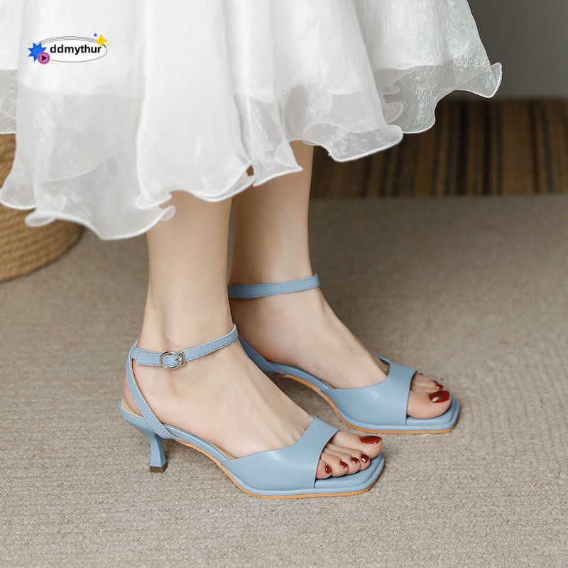 Heels Square Open Toe Stiletto Commuter Summer Women 2024 New Ankle Strap High Heel Fashion Sandals ddmythur