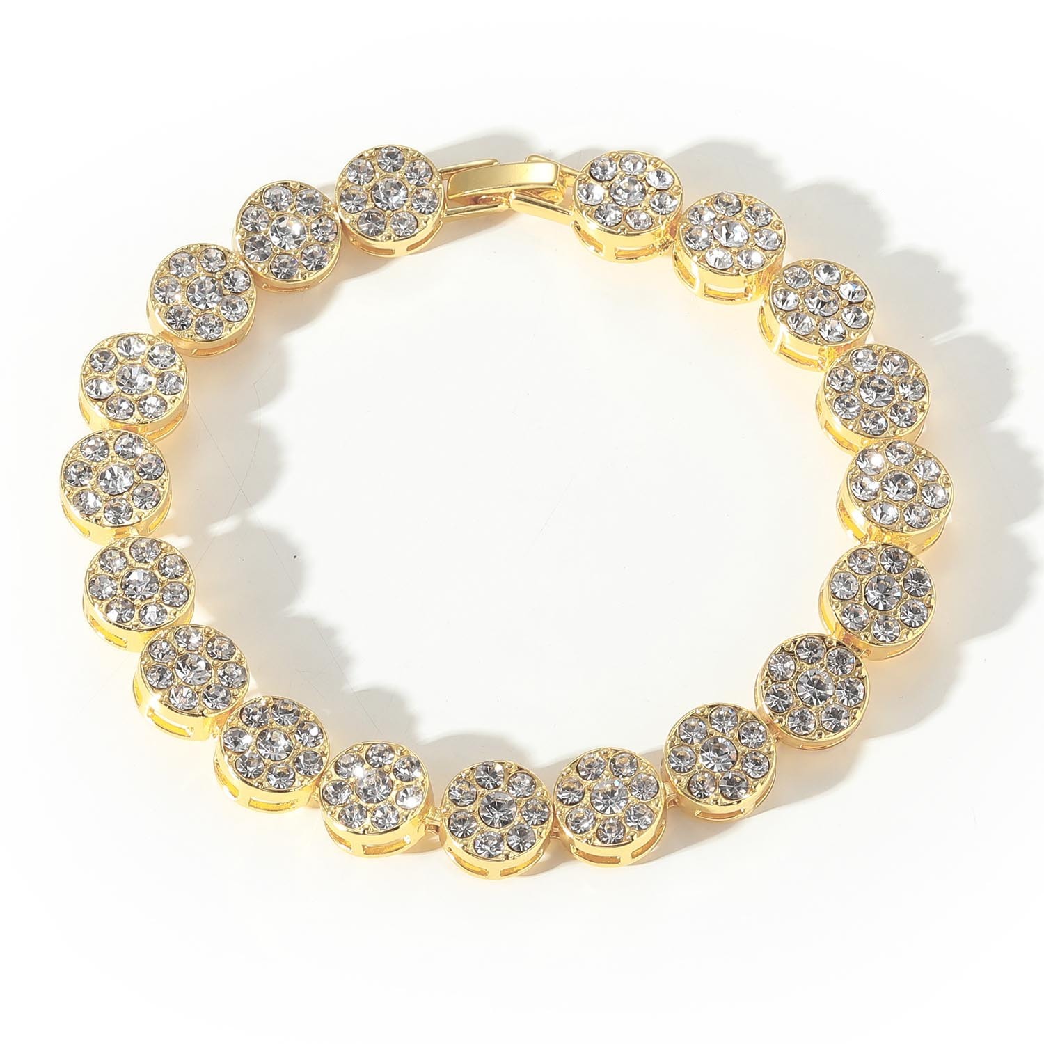 Moissanite bracelet 10mm hip hop flower petal round CUBAN CHAIN mens cool hip hop full diamond bracelet moissanite