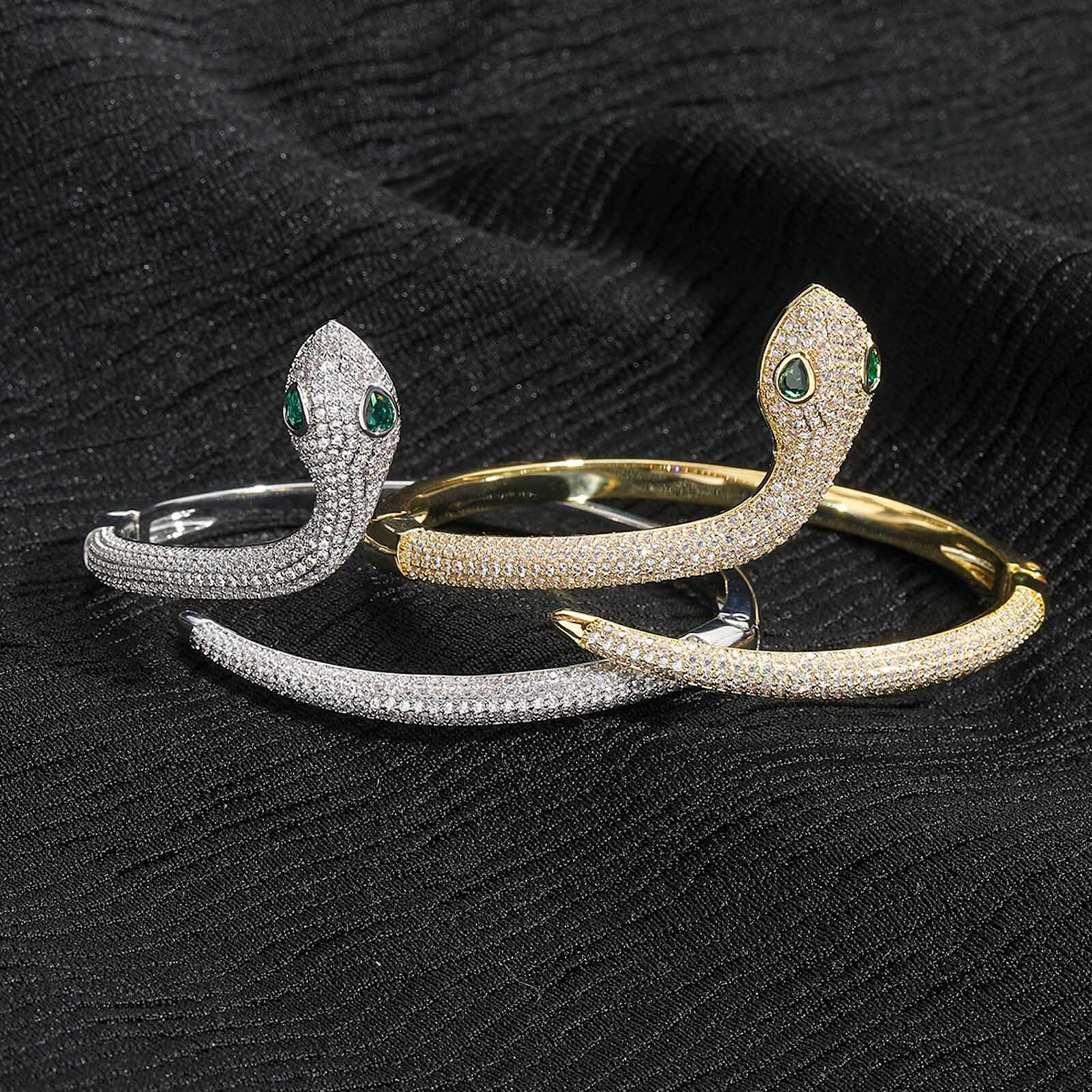 Ins New Snake-Shaped Bracelet Hip-Hop Micro-Paved Moissanite Niche Womens Design High-End Bracelet Trendy Brand Accessory moissanite
